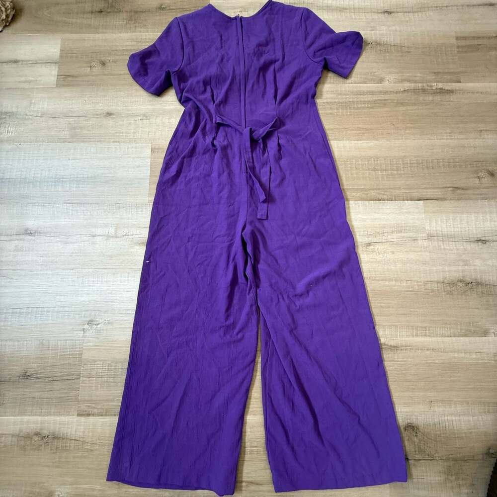 Vintage M Collection Purple Short Sleeve Wide Leg Jumpsuit Size M - Picture 8 of 9